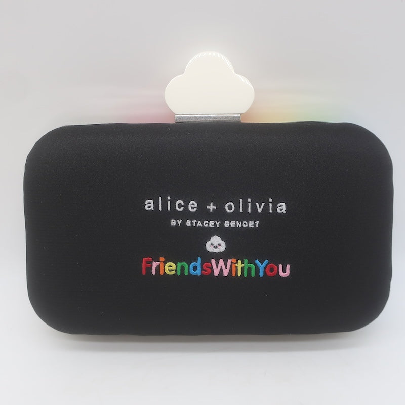 Alice + Olivia x Friends With You Beaded Rainbow Clutch Mini Crossbody Bag NEW