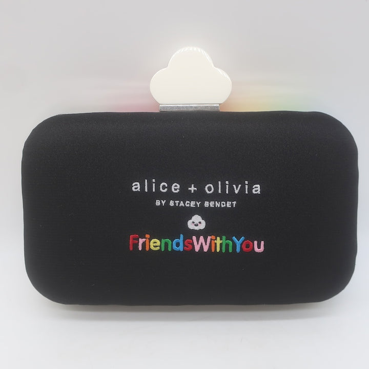 Alice + Olivia x Friends With You Beaded Rainbow Clutch Mini Crossbody Bag NEW