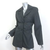GANNI Draped Suiting Blazer Charcoal Tonal Stripe Size 34