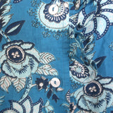 Mille Violetta Ruffled Mini Dress French Blue Floral Print Cotton Size Medium