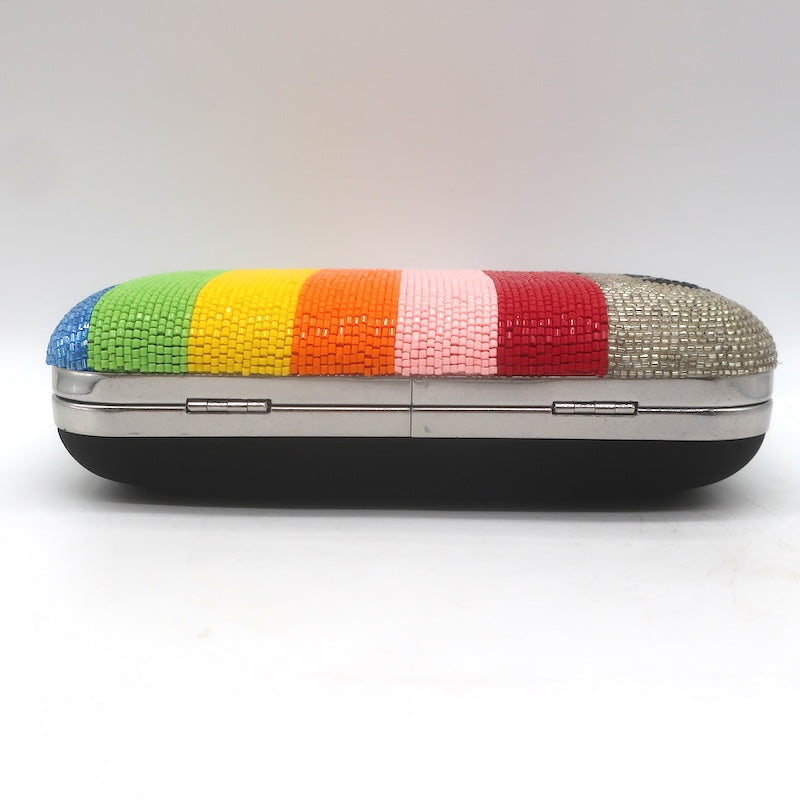 Alice + Olivia x Friends With You Beaded Rainbow Clutch Mini Crossbody Bag NEW