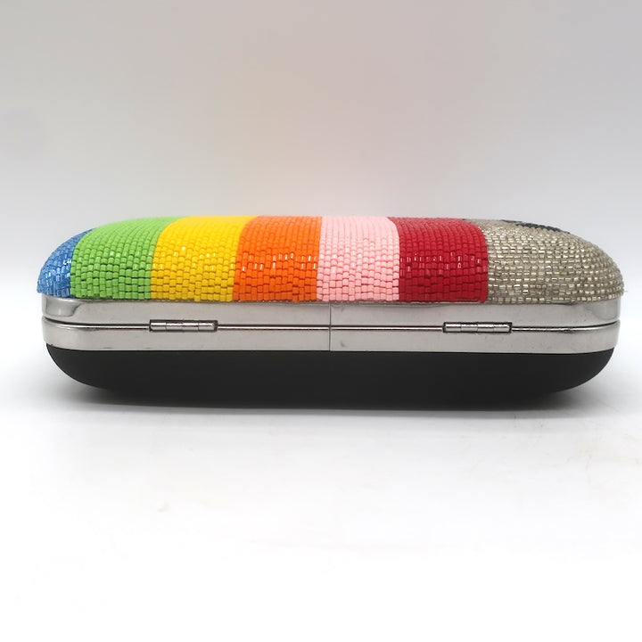 Alice + Olivia x Friends With You Beaded Rainbow Clutch Mini Crossbody Bag NEW