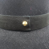 Janessa Leone Gabrielle Bolero Hat Black Wool Felt with Leather Band Size Small