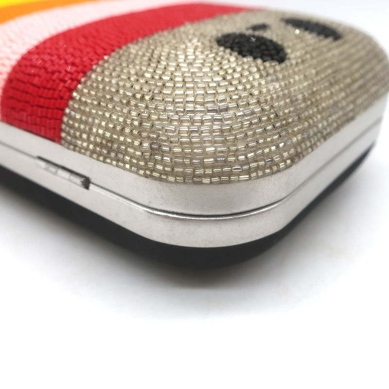 Alice + Olivia x Friends With You Beaded Rainbow Clutch Mini Crossbody Bag NEW