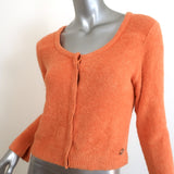 Chanel 00T Fuzzy Knit Cardigan Orange Size 42