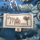 Mille Violetta Ruffled Mini Dress French Blue Floral Print Cotton Size Medium