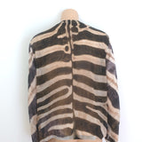 Saint Laurent Zebra Print Deep V-Neck Shirt Brown Silk Georgette Size 39