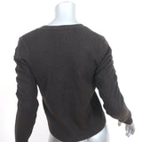 FRAME Cashmere Ruched-Sleeve Sweater Dark Brown Size Small Scoop Neck Pullover