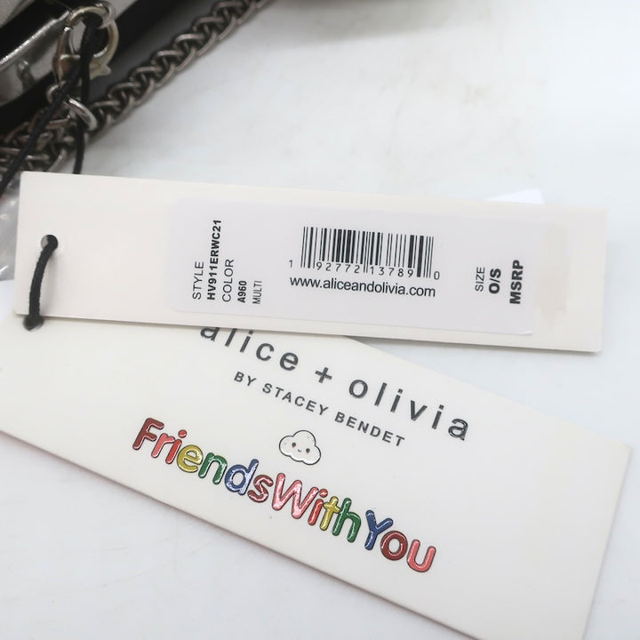 Alice + Olivia x Friends With You Beaded Rainbow Clutch Mini Crossbody Bag NEW