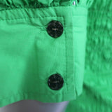 GANNI Broderie Anglaise Puff Sleeve Midi Dress Green Smocked Poplin Size 38