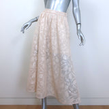 Maje Jupon Floral-Sequined Mesh Midi Skirt Beige Size 34