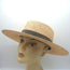 Janessa Leone Klint Straw Boater Hat Natural with Gray Suede Band Size Small