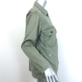 THE GREAT Floral-Embroidered Army Shirt Jacket Light Olive Size 1