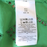 GANNI Broderie Anglaise Puff Sleeve Midi Dress Green Smocked Poplin Size 38