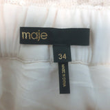 Maje Jupon Floral-Sequined Mesh Midi Skirt Beige Size 34