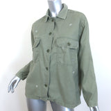 THE GREAT Floral-Embroidered Army Shirt Jacket Light Olive Size 1