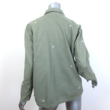 THE GREAT Floral-Embroidered Army Shirt Jacket Light Olive Size 1