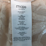 Maje Jupon Floral-Sequined Mesh Midi Skirt Beige Size 34