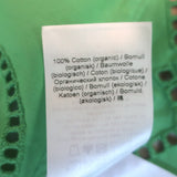 GANNI Broderie Anglaise Puff Sleeve Midi Dress Green Smocked Poplin Size 38