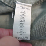 THE GREAT Floral-Embroidered Army Shirt Jacket Light Olive Size 1