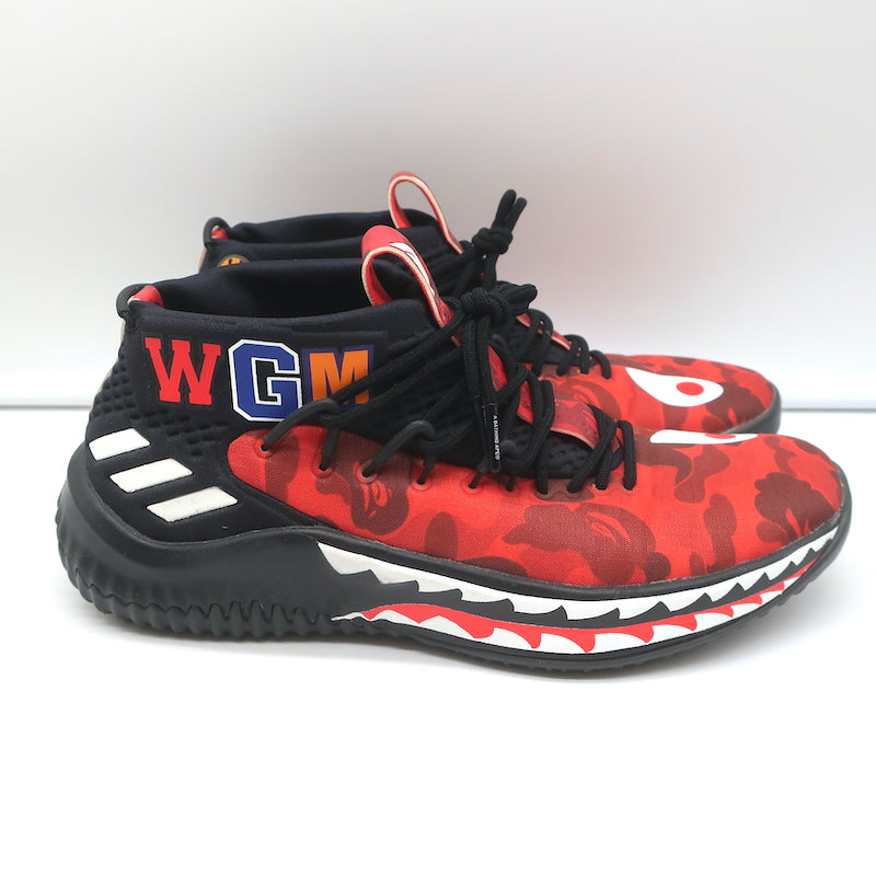 Adidas A Bathing Ape x Dame 4 Red Camo Sneakers Size 6.5 AP9976