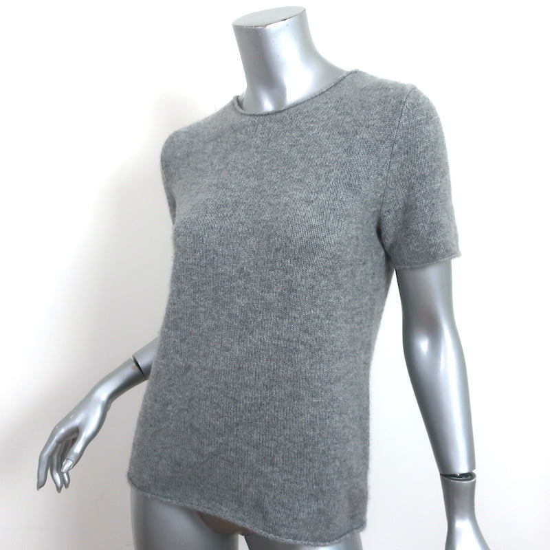 Theory Tolleree Cashmere Tee Light Gray Size Small Short Sleeve Sweater