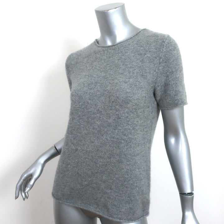 Theory Tolleree Cashmere Tee Light Gray Size Small Short Sleeve Sweater