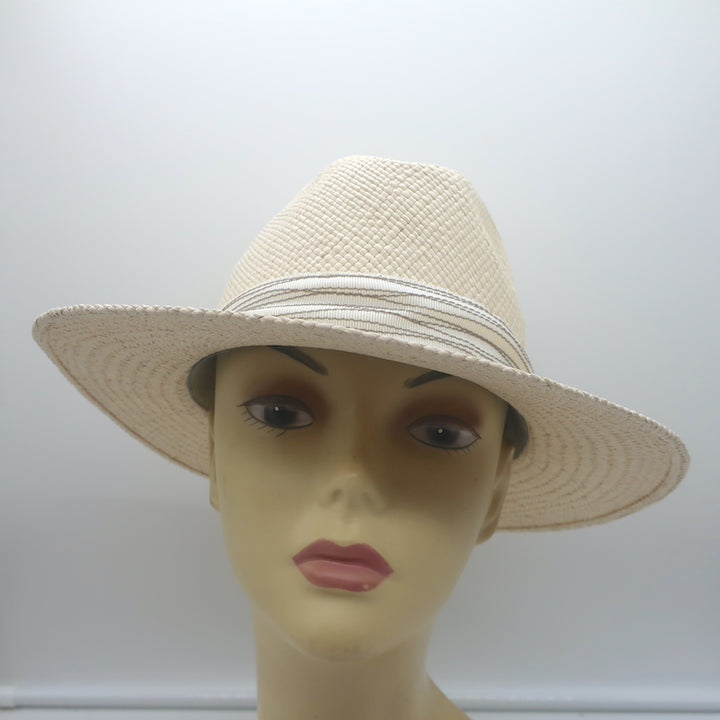 Inverni Indi Straw Panama Hat Cream Size 57 NEW