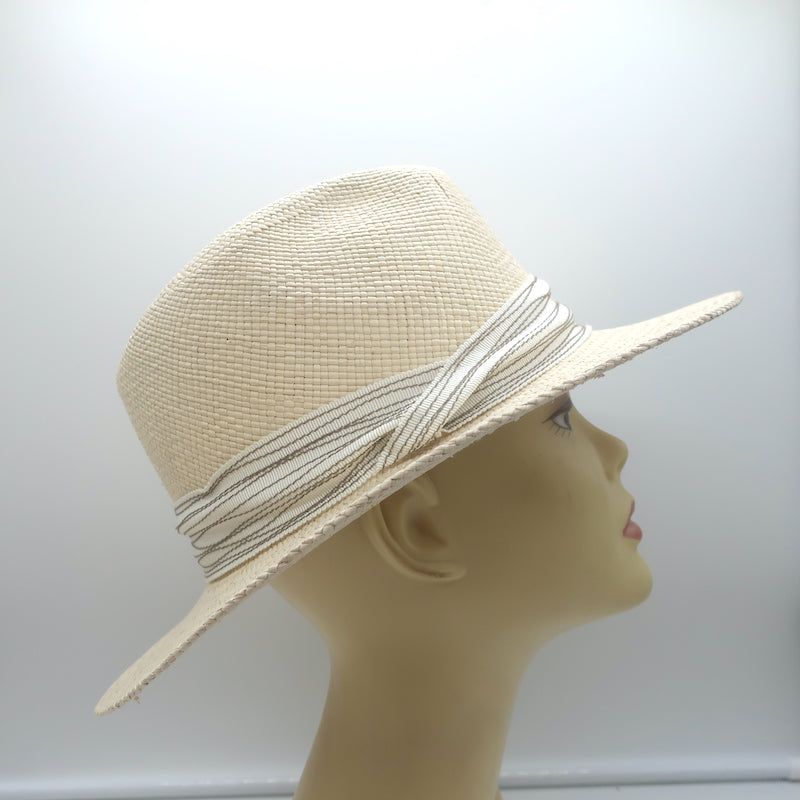 Inverni Indi Straw Panama Hat Cream Size 57 NEW
