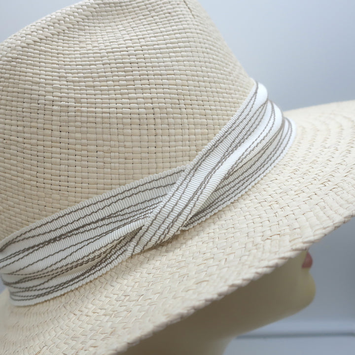 Inverni Indi Straw Panama Hat Cream Size 57 NEW