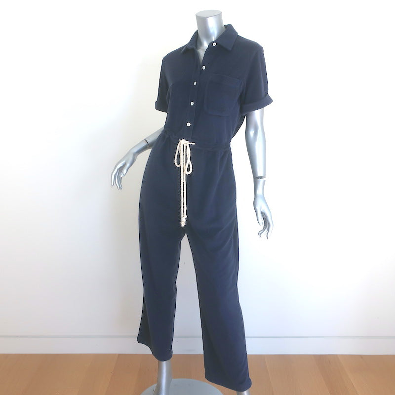 Alex Mill Benny Terry Cloth Jumpsuit Navy Size Small NEW