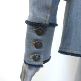 Cinq a Sept Sallie Frayed Denim Blazer Light Indigo Size 00 NEW