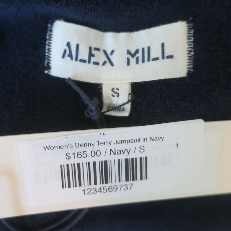 Alex Mill Benny Terry Cloth Jumpsuit Navy Size Small NEW