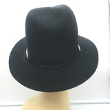 Janessa Leone Stephen Hat with Gold Bar Black Wool Felt Size Small