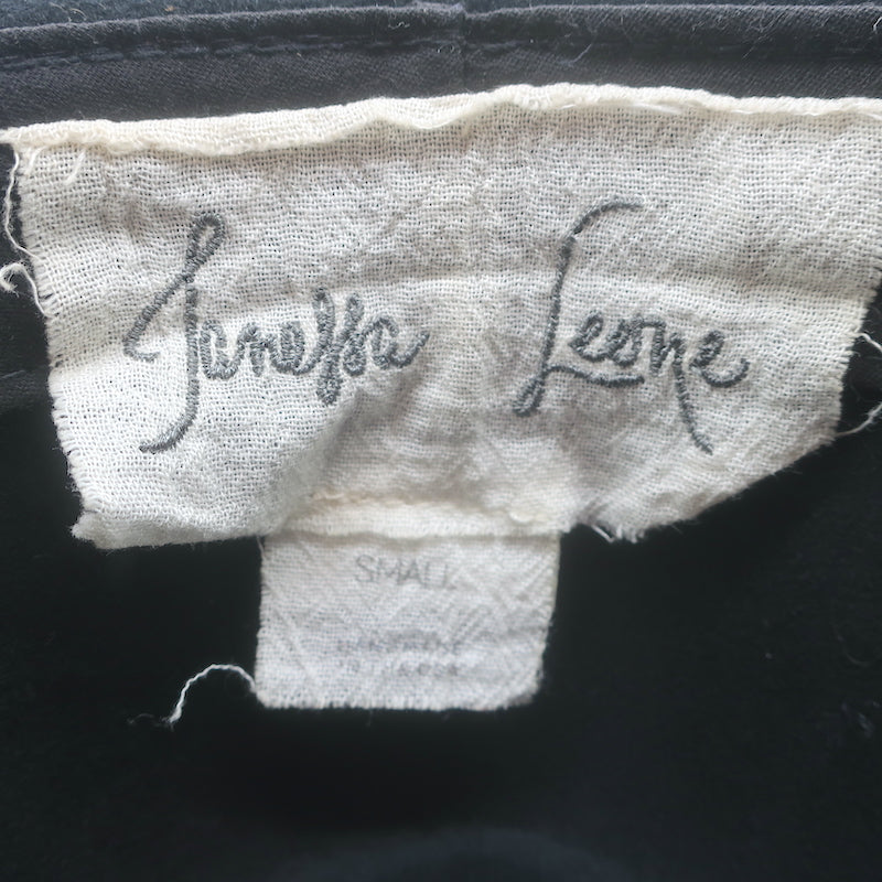 Janessa Leone Stephen Hat with Gold Bar Black Wool Felt Size Small