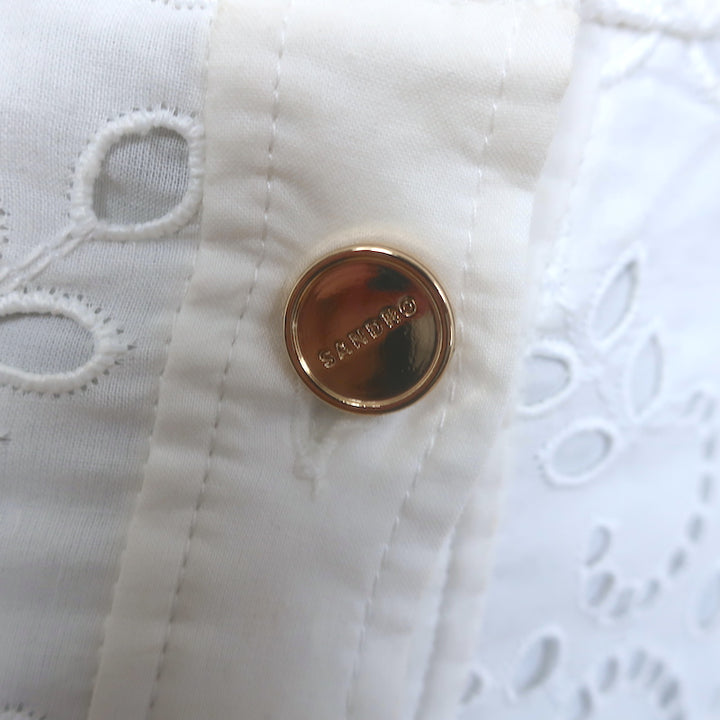 Sandro Sahara Ruffled Broderie Anglaise Midi Skirt White Size 34