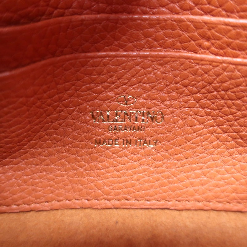 Valentino Rockstud Pouch Orange Grainy Calfskin Leather Mini Crossbody Bag NEW