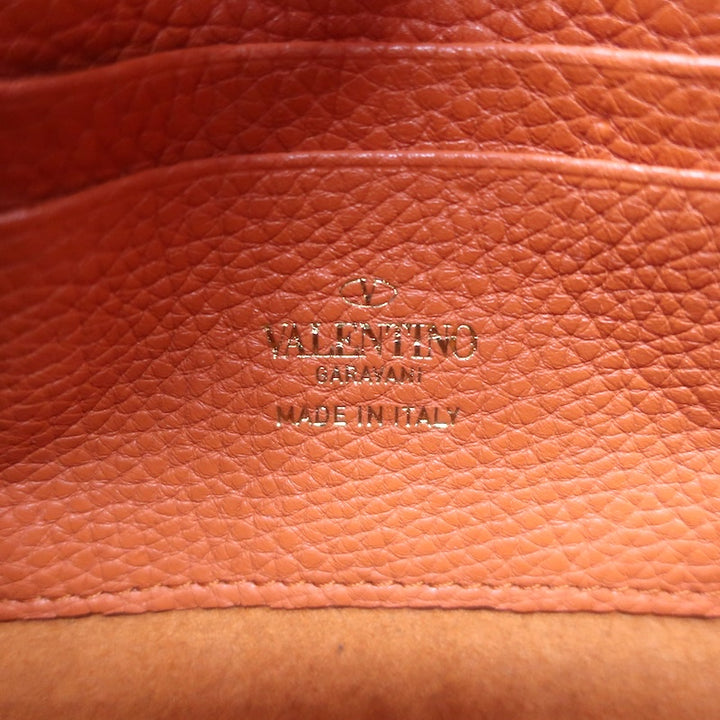 Valentino Rockstud Pouch Orange Grainy Calfskin Leather Mini Crossbody Bag NEW