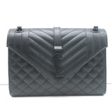 Saint Laurent Envelope Triquilt Medium Crossbody Bag Black Grained Leather