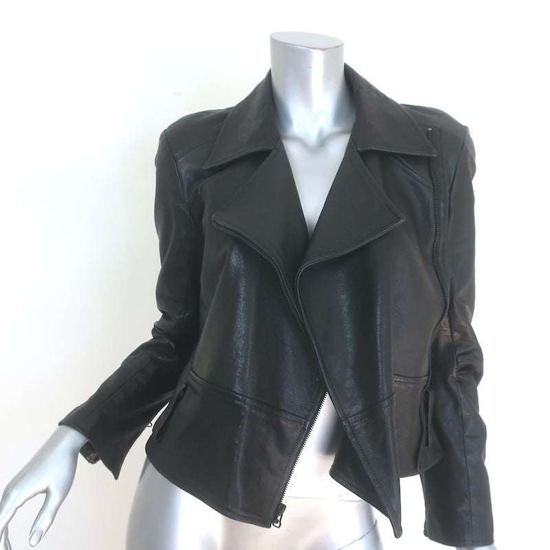 Alice + Olivia Leather Biker Jacket Black Size 4