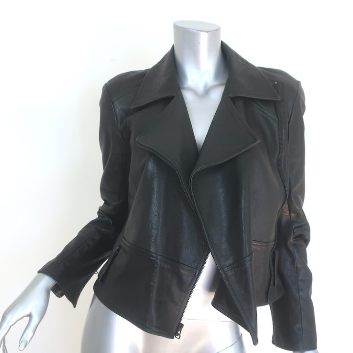 Alice + Olivia Leather Biker Jacket Black Size 4
