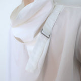 Yohji Yamamoto Pour Homme Buckled Cowl Neck Shirt White Cotton Size 2