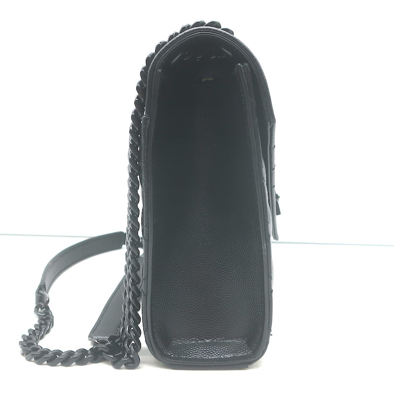 Saint Laurent Envelope Triquilt Medium Crossbody Bag Black Grained Leather