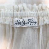 LoveShackFancy Off the Shoulder Embroidered-Trim Tassel Top Ecru Gauze Size 3