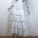 Sandro Sahara Ruffled Broderie Anglaise Midi Skirt White Size 34