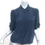 FRAME Ruffled Button-Down Shirt Navy Silk Size Extra Small Short Sleeve Blouse