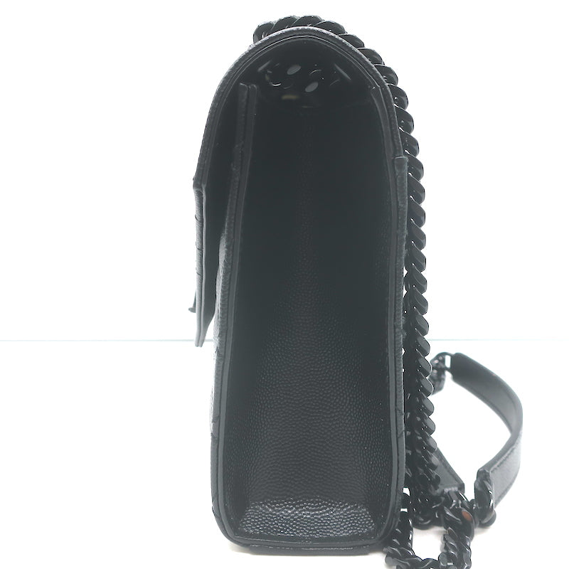 Saint Laurent Envelope Triquilt Medium Crossbody Bag Black Grained Leather