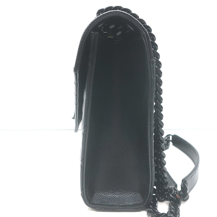 Saint Laurent Envelope Triquilt Medium Crossbody Bag Black Grained Leather