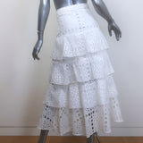 Sandro Sahara Ruffled Broderie Anglaise Midi Skirt White Size 34