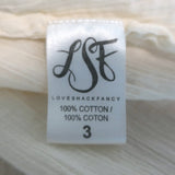 LoveShackFancy Off the Shoulder Embroidered-Trim Tassel Top Ecru Gauze Size 3